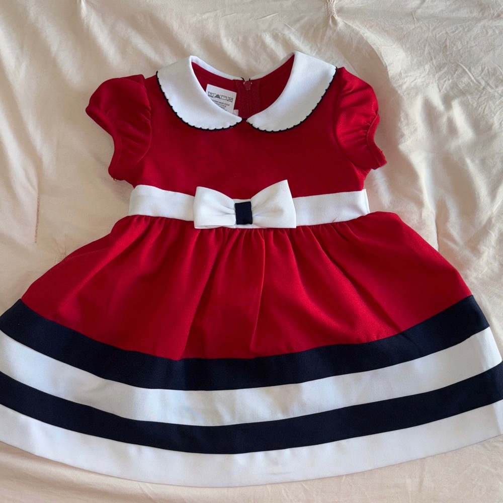 Bonnie Baby Red, Navy and White Casual Dress